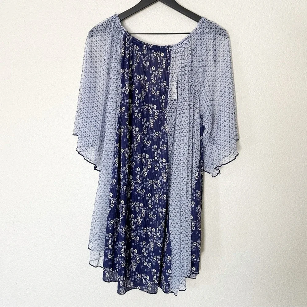 Free People Because I Love You Floral Sheer Babydoll Flowy Tunic Top Boho XS NEW
